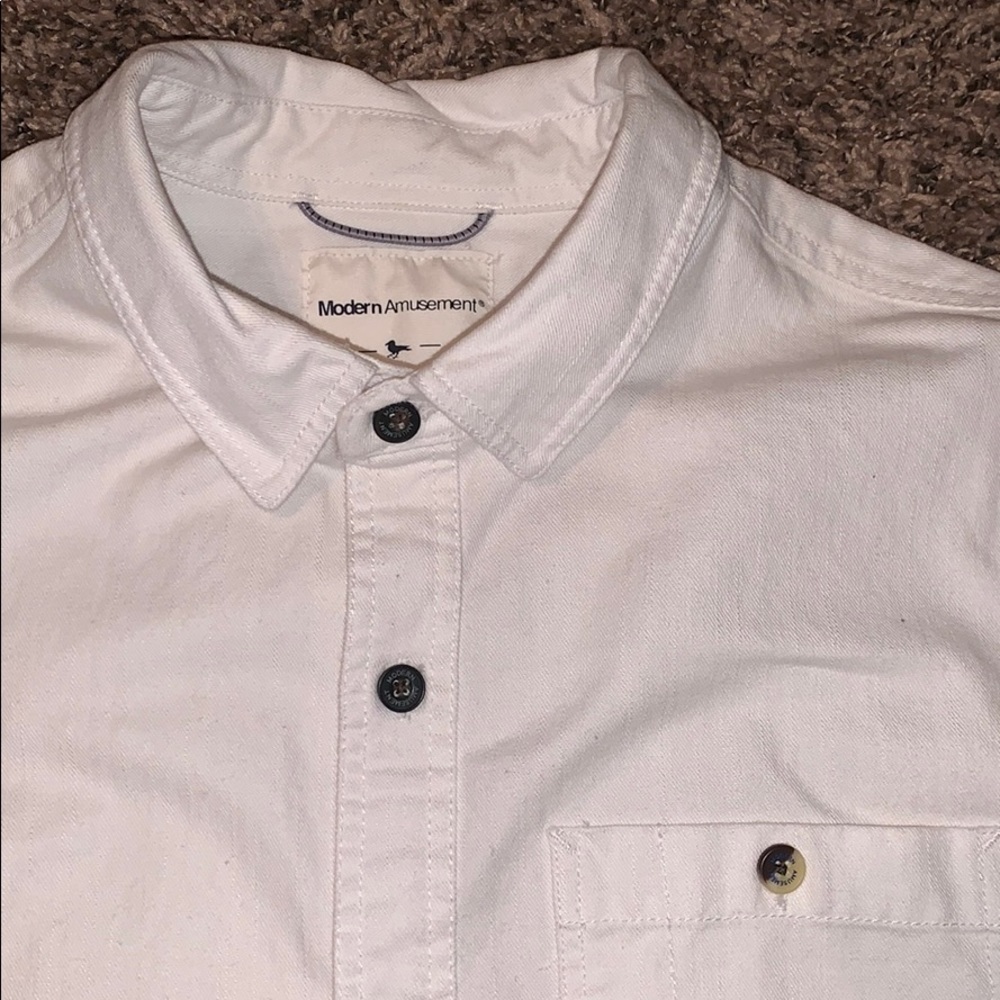 White Modern Amusement Jean button down
